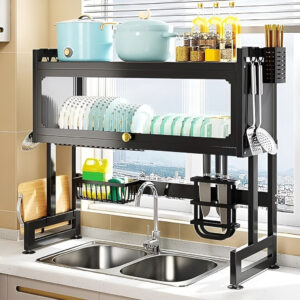 Kitchen Dish Cabinet Rack Over Sink Dish Drainer Organizer