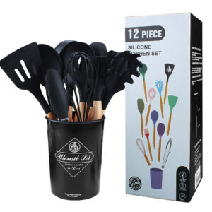 12 Pcs Silicone Kitchen Cooking Utensils Set With Holder