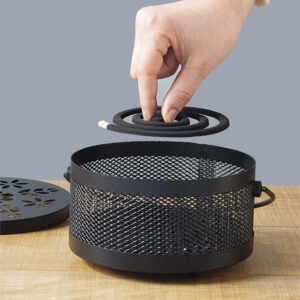 Mosquito Coil Holder Metal Tray With Cover Incense Burner