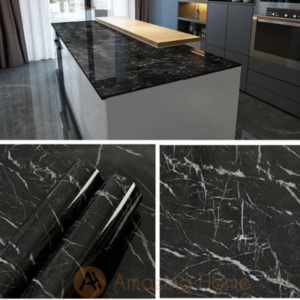 Self Adhesive Black Marble Kitchen Cabinet Sticker Furniture Countertop Wallpaper