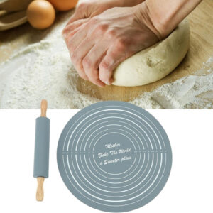Silicone Dough Mat With Wooden Rolling Pin Set Pastry Baking Tools