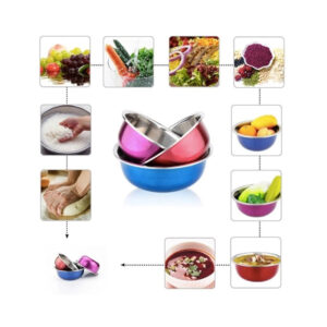 Set of 3 Stainless Steel Kitchen Mixing Bowl