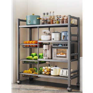 Kitchen Rack Shelf Cart With Storage Basket