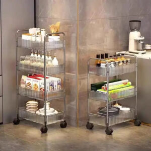 Mobile Trolley Storage Acrylic Utility Rolling Cart Organizer Kitchen Bathroom