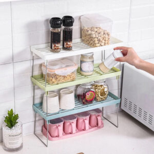 Kitchen Spice Rack Plastic Shelf Holder