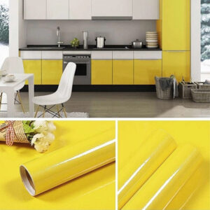 Self Adhesive Yellow Metallic Kitchen Cabinet Sticker Furniture Countertop Wallpaper
